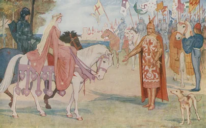 Lancelot brings Guenevere to Arthur